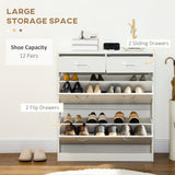 Slim Footwear Rack with Dual Flip Compartments - Space-Saving Adjustable Shoe Cabinet Holds 12 Pairs - Ideal for Small Entryways and Closets