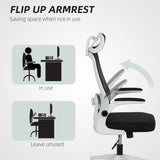 HOMCOM Executive Office Chair, Ergonomic Mesh High Back Desk Chair with Flip-up Armrest, Adjustable Lumbar Support, Rotatable Headrest, Swivel Computer Chair for Home Study, Black