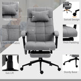 Ergonomic Reclining Office Chair with Vibration Massage and Heat - Fabric Desk Chair with Head Pillow, Footrest, and Armrest in Grey - Comfort for Long Hours at Work or Gaming