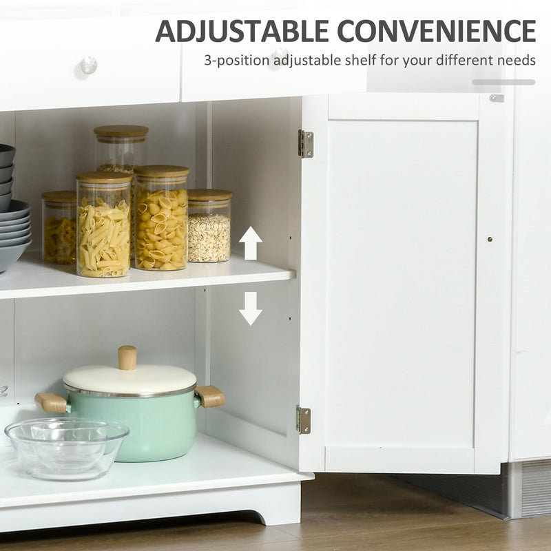 Solid Wood Top Kitchen Cabinet - Versatile Side Storage Cupboard with Adjustable Shelf and Drawer - Ideal for Dining and Living Room Organization