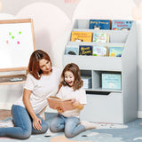Children's Multipurpose Bookshelf with Drawer - Mobile Toy Storage Organizer and Bookcase for Kids - Ideal for Bedroom or Playroom in Stylish Grey