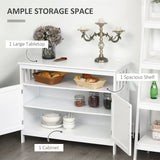 Kitchen Console Sideboard - 2-Tier Cabinet with Open Shelf Storage, White Finish - Ideal for Dining Room Organization and Decor