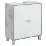 Under Sink Bathroom Cabinet - Vanity Unit with Pedestal Design and Adjustable Storage Shelves - Space-Saving Organizer for Bathroom Essentials in White and Grey