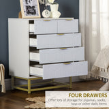 5-Drawer Modern Chest - Bedroom and Living Room Storage Organizer with Golden Steel Base - Contemporary Furniture Solution for Enhanced Home Organization