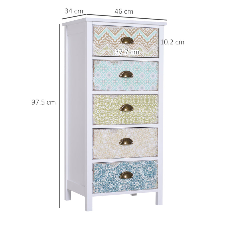 Storage Chest Organizer - Spacious 46Wx34Dx94H cm Cabinet, White Finish - Ideal for Home Decluttering and Organization