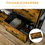 Industrial Storage Organizer - Tall Bookcase with 2 Open Shelves & 3 Foldable Fabric Drawers - Rustic Brown, Ideal for Living Room or Study