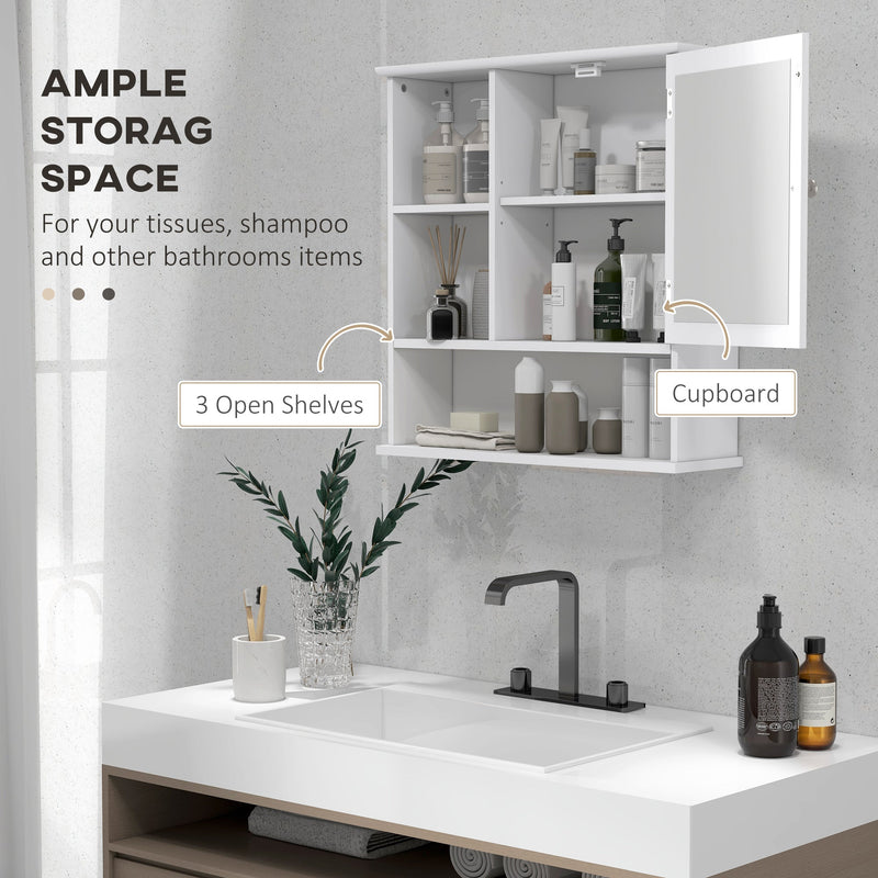 Wall Mounted Bathroom Cabinet with Mirror - Adjustable Shelving Storage Organizer for Home - Ideal for Bathroom, Kitchen, Bedroom Spaces