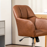 HOMCOM Computer Desk Chair, PU Leather Swivel Office Chair, Makeup Vanity Chair with Height Adjustable, Wheels, for Home Study Bedroom, Brown | Aosom UK