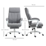 Fabric Reclining Executive Office Chair with Footrest - Adjustable Height, Swivel Wheels, Padded Arms, Grey - Comfort for Professionals at Desks or Workstations