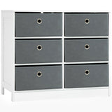 Fabric Dresser Storage Organizer - 6-Drawer Chest for Bedroom, Living Room, Hallway in White and Grey - Space-Saving Solution for Clothes and Accessories