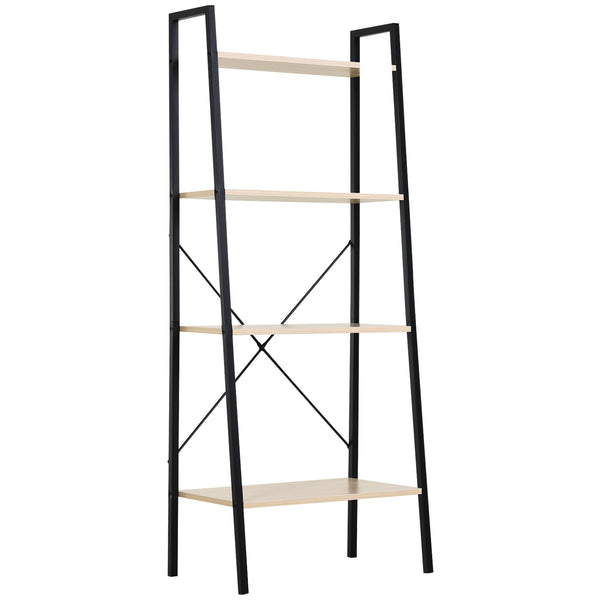 4-Tier Vintage Ladder Shelf - Rustic Wood Bookcase and Storage Rack for Plants and Decor - Ideal Display Unit for Home and Office