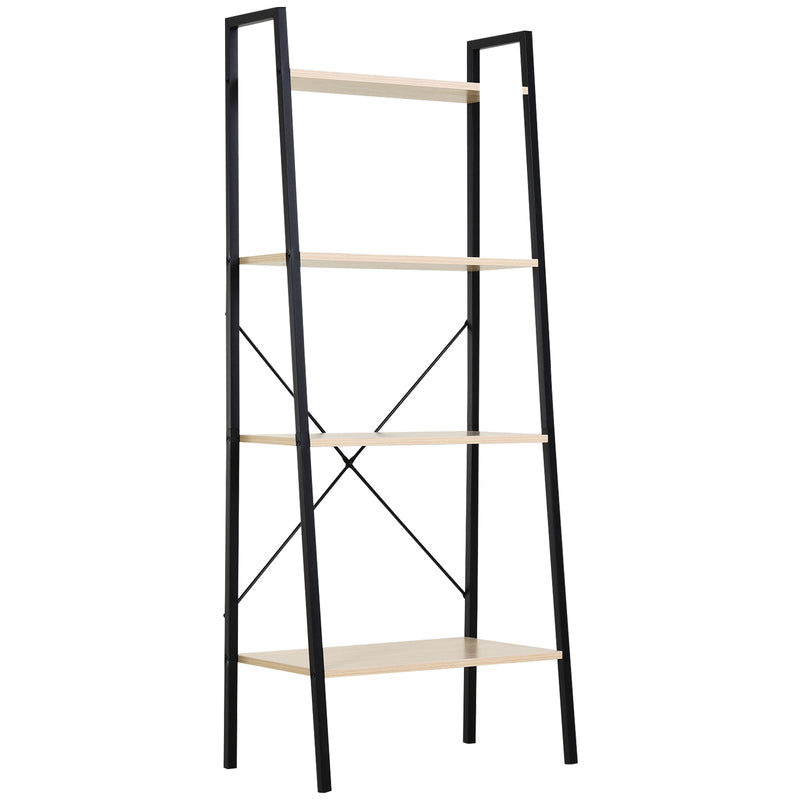 4-Tier Vintage Ladder Shelf - Rustic Wood Bookcase and Storage Rack for Plants and Decor - Ideal Display Unit for Home and Office