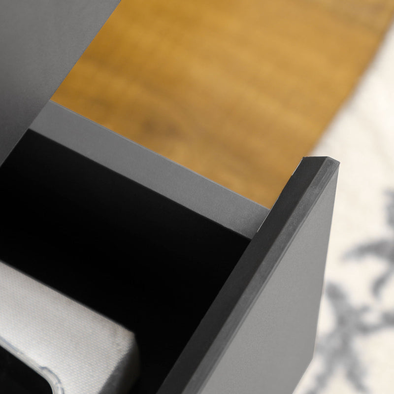 Modern Double-Door Sideboard with 3 Drawers - Adjustable Shelving, Dark Grey Kitchen Cupboard - Ideal for Living and Dining Room Storage Solutions