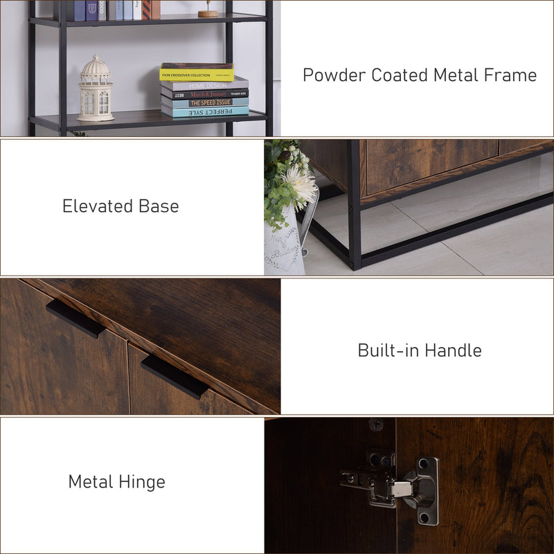 Freestanding Storage Organizer with 3 Open Shelves - Tall Cupboard & Multifunctional Rack for Home Use - Ideal for Living Room, Bedroom, Kitchen in Rustic Brown