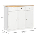Modern Rubberwood-Topped Sideboard - Buffet Cabinet with Drawers and Adjustable Storage Shelves - Ideal for Living Room and Kitchen Organization