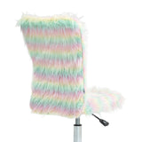 HOMCOM Armless Computer Desk Chair, Fluffy Fabric Swivel Office Chair, Makeup Vanity Chair with Height Adjustable, Wheels, for Home Study Bedroom, Unicorn Tone | Aosom UK