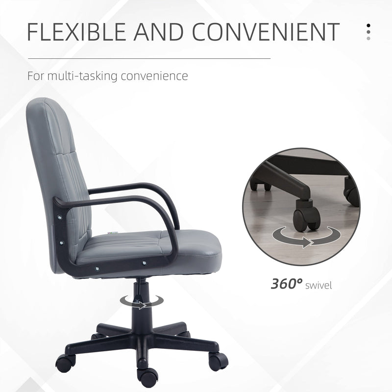 Swivel Executive Office Chair - PU Leather, Ergonomic Computer Desk Chair for Gaming and Office Work - Ideal for Professionals and Gamers in Grey