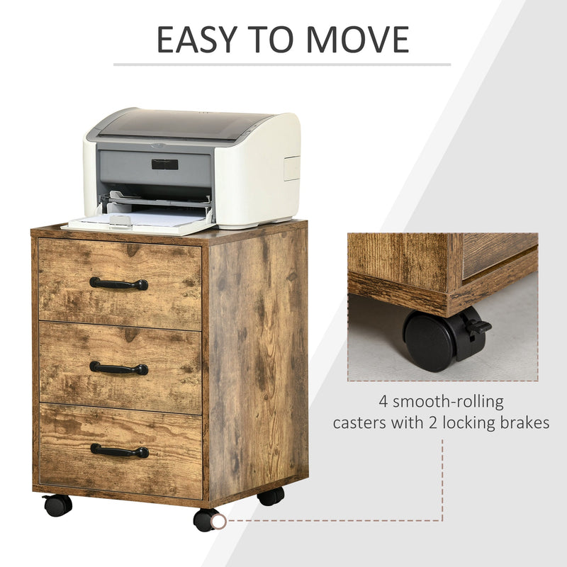Under Desk Mobile Filing Organizer with 3 Drawers - Rolling File Cabinet for Home Office Organization - Ideal Bedroom Storage Solution