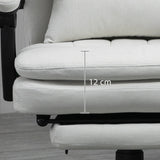 Ergonomic Heated Massage Office Chair with Footrest - Microfiber Reclining Computer Chair with Lumbar Support, Adjustable Armrests, Cream White - Comfort for Long Working Hours