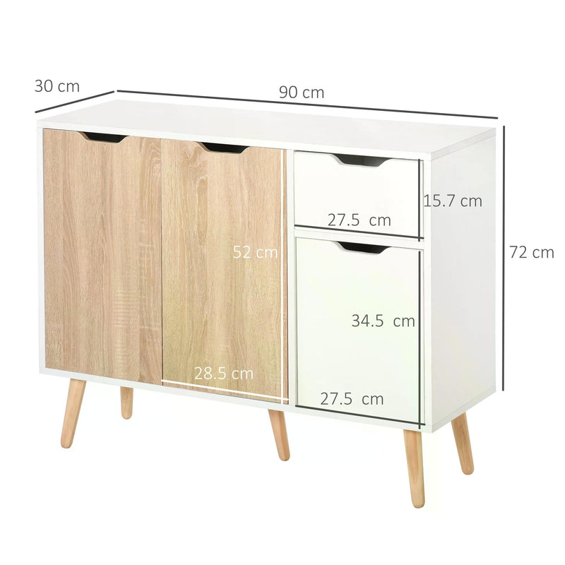 Floor Standing Sideboard Storage Cabinet with Drawer - Bedroom, Living Room, Home Office Organizer in Natural Finish - Space-Saving Storage Solution