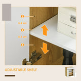 High Gloss White & Natural Sideboard - Sleek Storage Cabinet with Drawer, Door, and Adjustable Shelves - Ideal for Organizing Essentials in Style