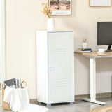 2-Tier File Cabinet with Metal Louvered Door - White Storage Organizer for Living Area, Study, or Playroom - Space-Saving Solution for Home Organization