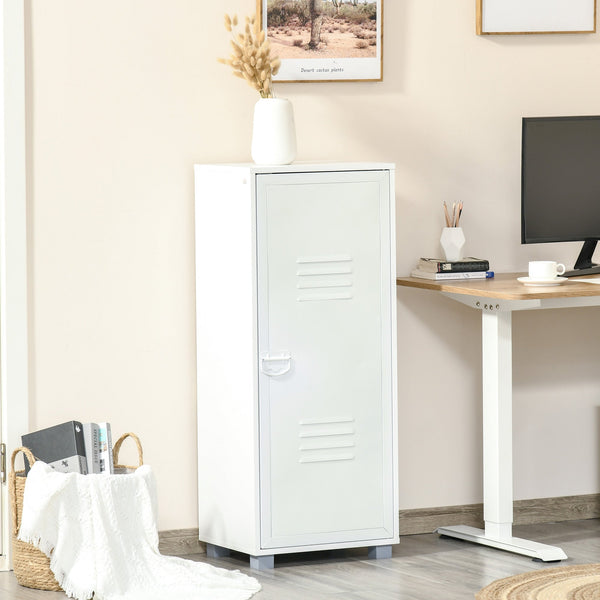2-Tier File Cabinet with Metal Louvered Door - White Storage Organizer for Living Area, Study, or Playroom - Space-Saving Solution for Home Organization