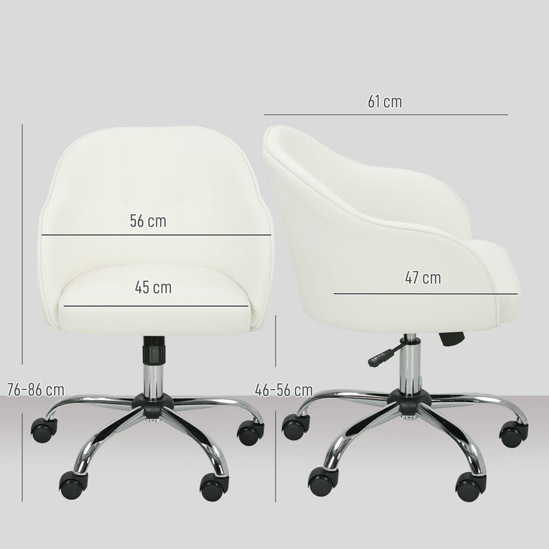 HOMCOM Velvet-feel Swivel Office Chair - Cream