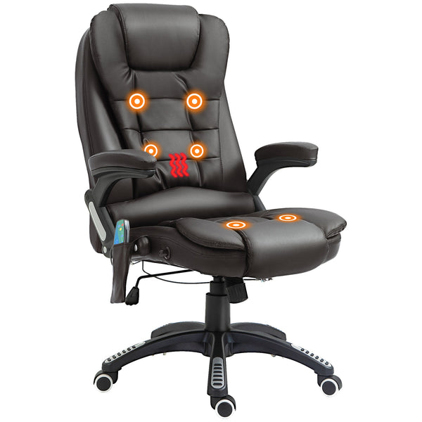 Executive Massage Office Chair - High Back PU Leather with Heat, Tilt, and Reclining Features - Ergonomic Design for Enhanced Comfort in Workspaces