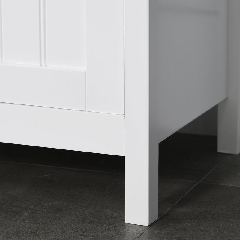 Freestanding Slim White Bathroom Cabinet - Tall Storage Cupboard with Adjustable Shelves and Drawer - Space-Saving Organizer for Bathroom or Living Room