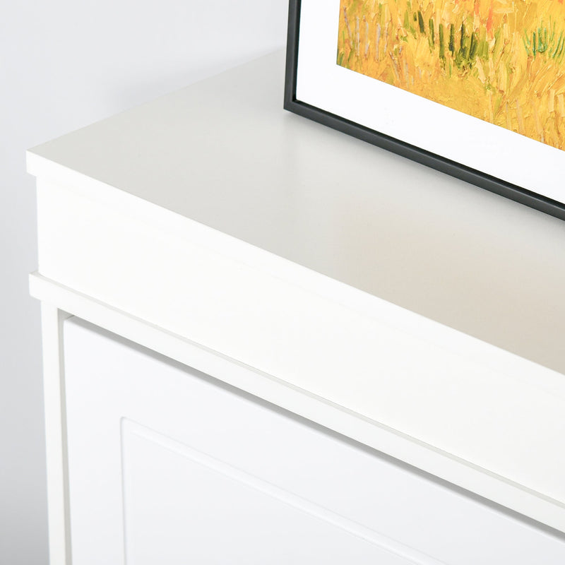Wood Tipping Bucket Shoe Cabinet with 4 Flip Drawers - Adjustable Shelf Narrow Storage Cupboard for Hallway - Space-Saving Organizer for Entryway, Foyer in White