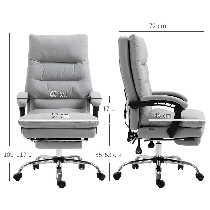 Ergonomic Recliner Office Chair with Heat & Massage Functions - Microfiber Swivel Chair with Armrest, Adjustable Footrest & Enhanced Double-Tier Cushioning - Ideal for Stress Relief & Relaxation at Work
