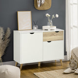 Modern White Sideboard - Accent Storage Cabinet with Drawer and 2 Doors for Home Organization - Ideal for Bedroom, Living Room, or Hallway Spaces