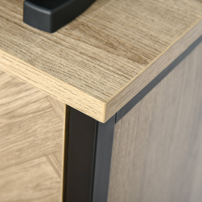 Oak Tone Sideboard Storage Cabinet with Adjustable Shelves - TV Console and Cupboard for Dining Room, Kitchen, Living Room - Stylish Organizational Furniture for Home Decor