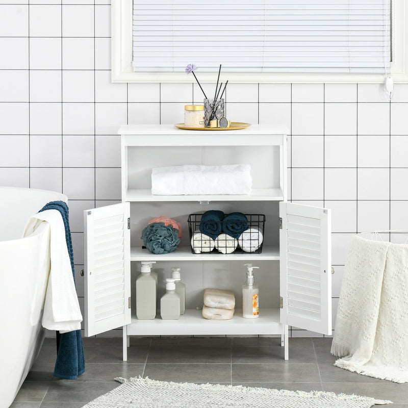 Freestanding Wooden Bathroom Cabinet - Spacious Storage Organizer with Double Shutter Doors, Cupboard Design - Elegant Home Furniture for Bathroom Essentials and Linens