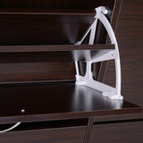 Wooden Shoe Storage Cabinet - Multi-Tier Flip Down Shelves and Drawer, Dark Brown - Space-Saving Organizer for Entryways and Closets
