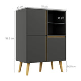 Elegant Tempered Glass Storage Cabinet - Sideboard with Adjustable Shelves and Solid Wood Legs - Ideal for Dining Room Organization and Display