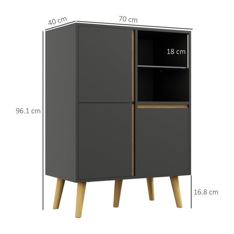 Elegant Tempered Glass Storage Cabinet - Sideboard with Adjustable Shelves and Solid Wood Legs - Ideal for Dining Room Organization and Display