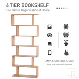 Maple Finish Wooden S-Shaped Bookcase - 6-Shelf Storage Display Unit & Room Divider - Versatile Chest Cabinet for Home or Office Organization