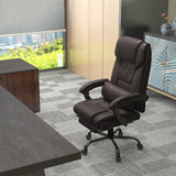 Ergonomic PU Leather Reclining Office Chair with Massage Function - 6-Point Massage, Swivel Wheels, Integrated Footrest, Remote Control - Ideal for Stress Relief and Office Comfort, Brown