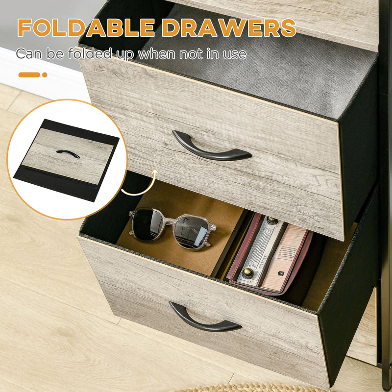 Heavy-Duty Storage Organizer - Industrial Cabinet with Open Shelves & Foldable Fabric Drawers - Ideal for Living Room, Study, Bedroom Storage Solutions