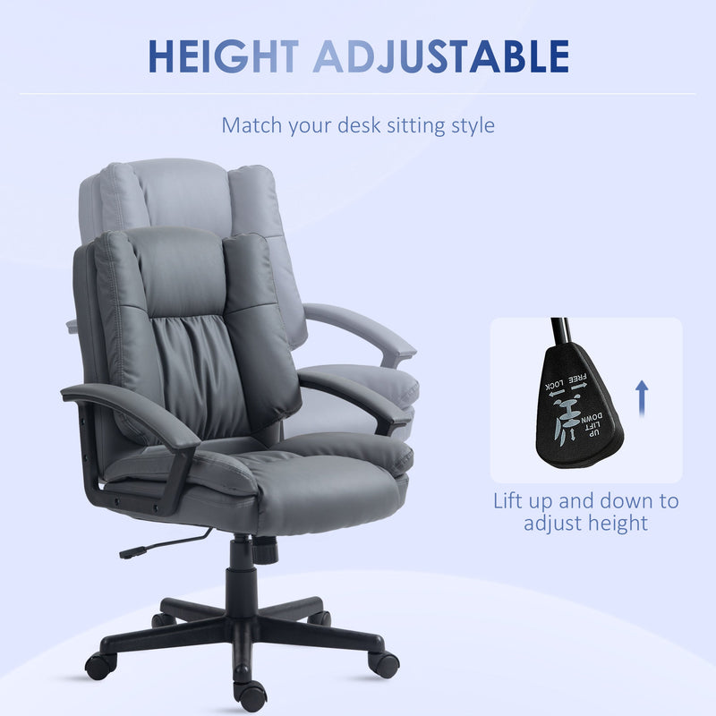 Faux Leather Mid-Back Office Chair - Adjustable Height, Executive Computer Desk Seat with Swivel & Rolling Wheels - Comfortable Seating Solution for Professionals and Home Offices