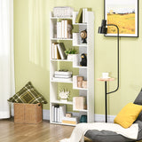 6-Tier Bookshelf - Modern White Bookcase with 11 Open Shelves for Decorative Storage - Ideal for Home Office and Study Organization