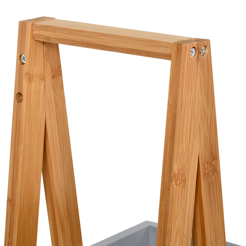 3-Tier Bamboo Bathroom Storage Unit - Slim Freestanding Shelving, A-Frame Toilet Rack - Space-Saving Organizer for Small Bathrooms