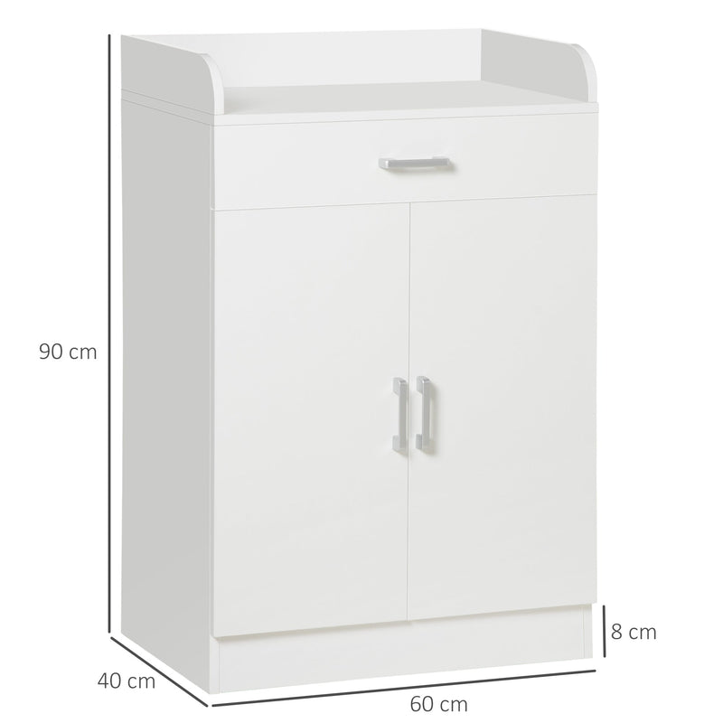 Modern White Storage Cabinet - Compact Design with Drawer & Adjustable Shelf for Multiple Rooms - Ideal for Kitchen, Living Room, Bedroom & Hallway Organization