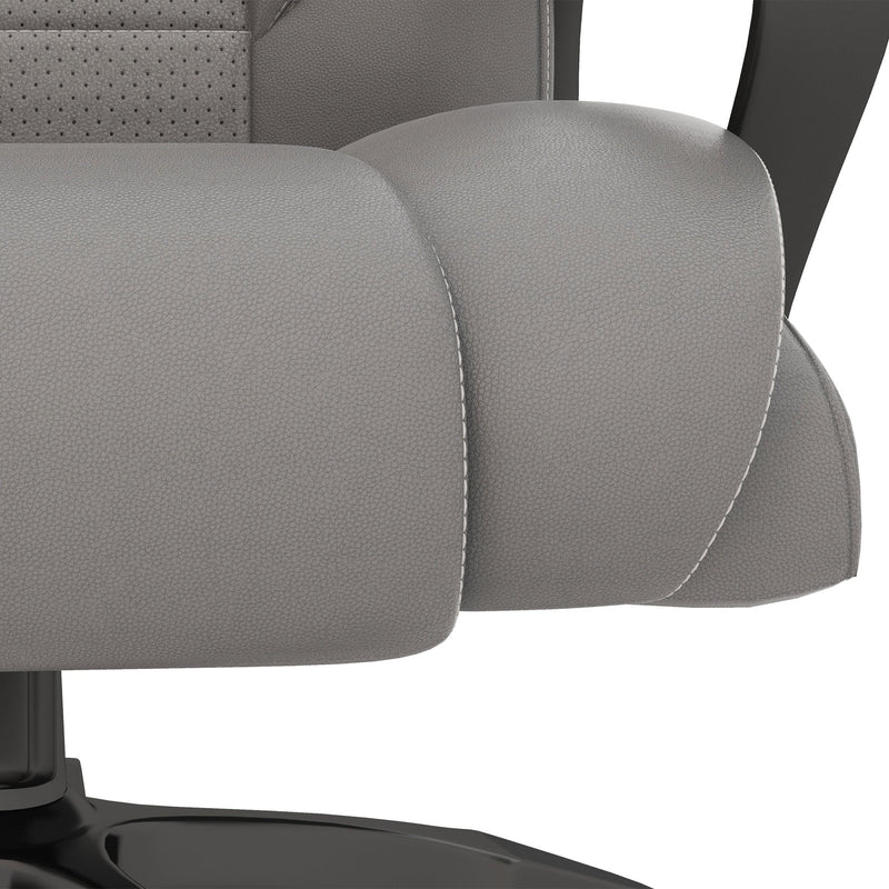 High Back Executive Office Chair with 6-Point Vibration Massage - Extra Padded Ergonomic Swivel Chair with Tilt Function, Grey - Ideal for Stress Relief and Long Hours at Desk