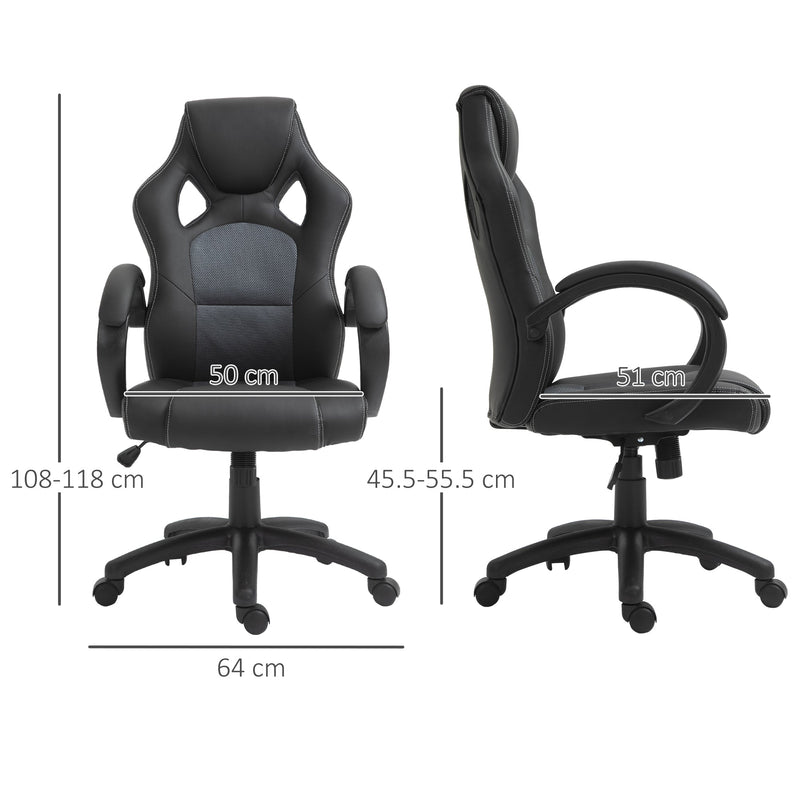 High-Back Swivel Office Chair - Faux Leather Ergonomic Computer Desk Seat with Wheels & Armrests - Comfortable Design for Home or Office Use