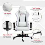 Ergonomic Racing Gaming Chair with RGB LED Illumination - 2D Adjustable Armrests, Lumbar Support, Swivel & Height Functions - Ideal for Home Office & Gamers