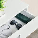 Slim White Tipping Shoe Cabinet - Entryway Storage Rack with Pull-Down Doors & Drawer, Adjustable Shelf - Space-Saving Organizer for Hallways and Small Areas