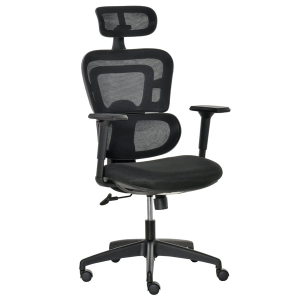 Ergonomic High-Back Mesh Office Chair - Swivel Desk Chair with Adjustable Height, Headrest, and Lumbar Support - Comfortable Padded Seating for Home Office Use